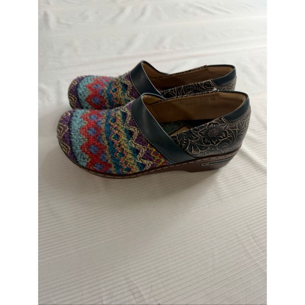 L'Artiste by Spring Step Zagabank Woven Leather Clogs Size 38 US 8 - Picture 4 of 9